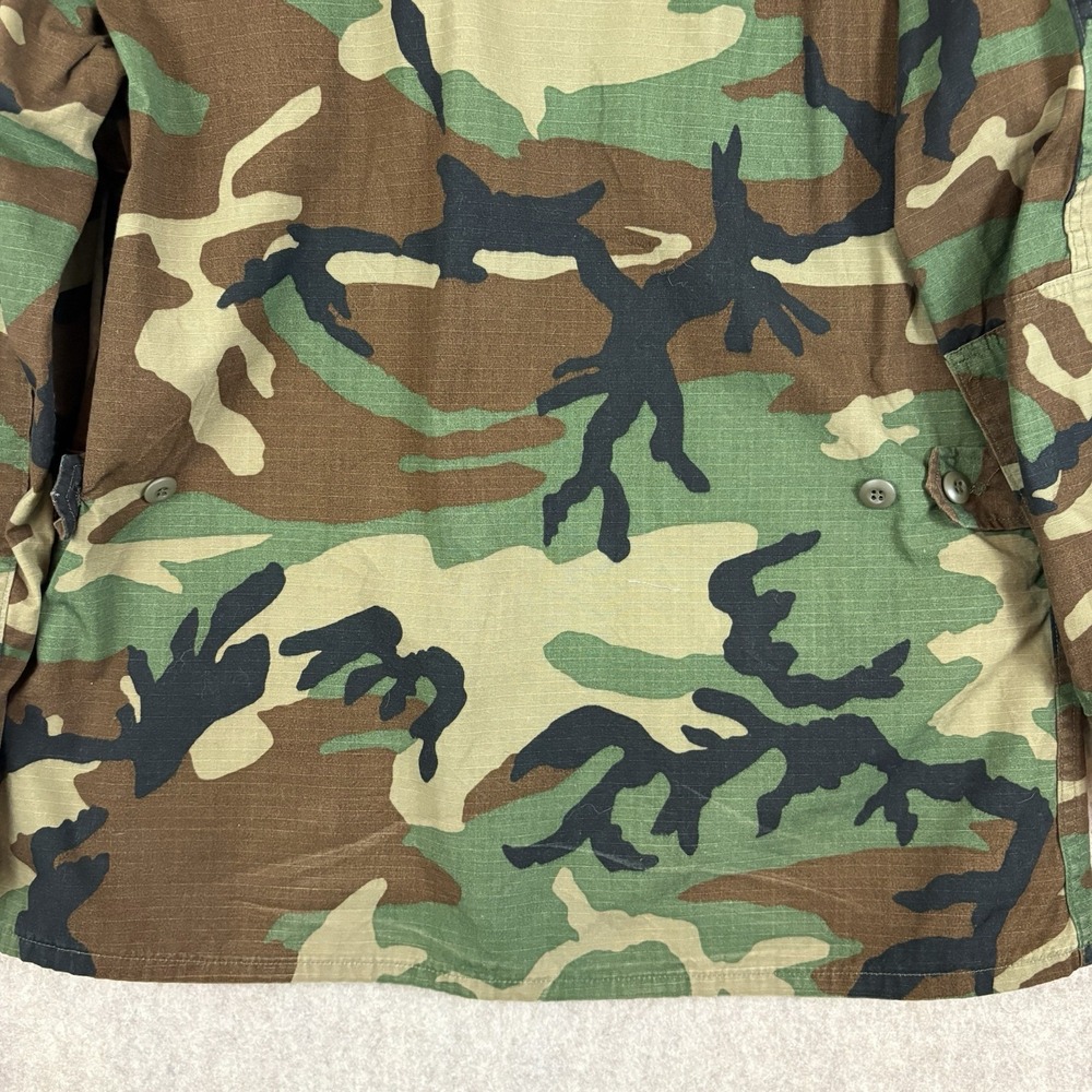 Vintage Woodland Camo BDU Coat Large Long 100% Cotton Ripstop Military Jacket - Picture 7 of 13
